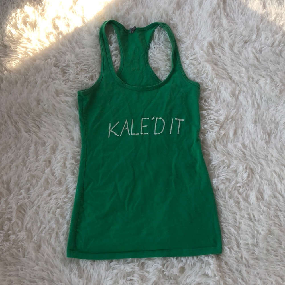 Green racer back tank top